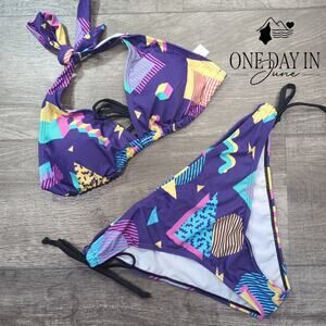 Aleumdr Halter Tie Side Bikini Swimsuit Size M